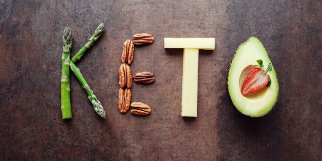 Keto word made from ketogenic food, new year health diet resolution